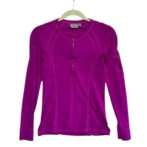 Athleta Pacifica UPF 1/4 Zip Top Women's Sz XS Purple Ruched Long Sleeve Sporty